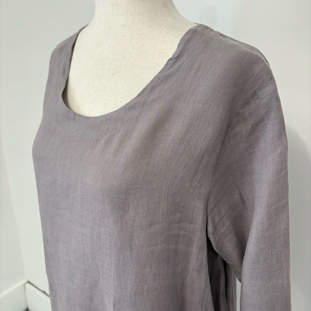 Match Point Linen Gray Tunic Blouse Lagenlook - Picture 2 of 4